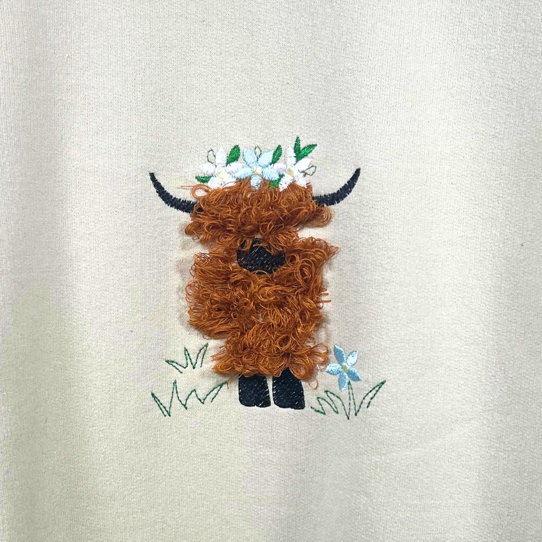 Fluffy Highland Cow embroidered unisex sweatshirt