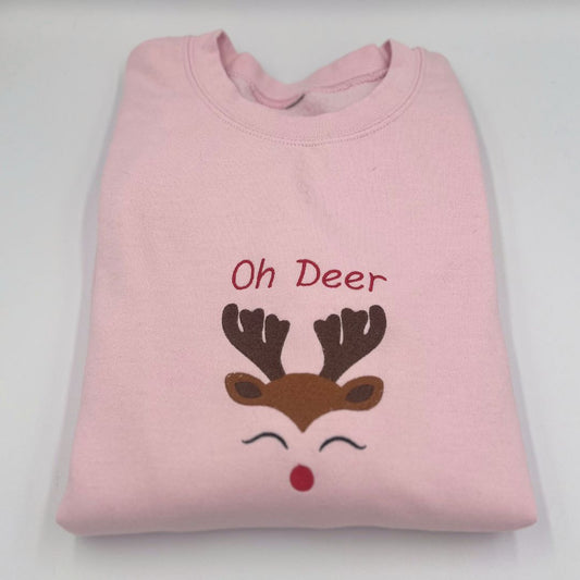 Embroidered "Oh deer" unisex Christmas sweatshirt